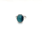 Blue Tourmaline Set in 18 karat White Gold and Diamond Pave Ring - FlawlessCarat