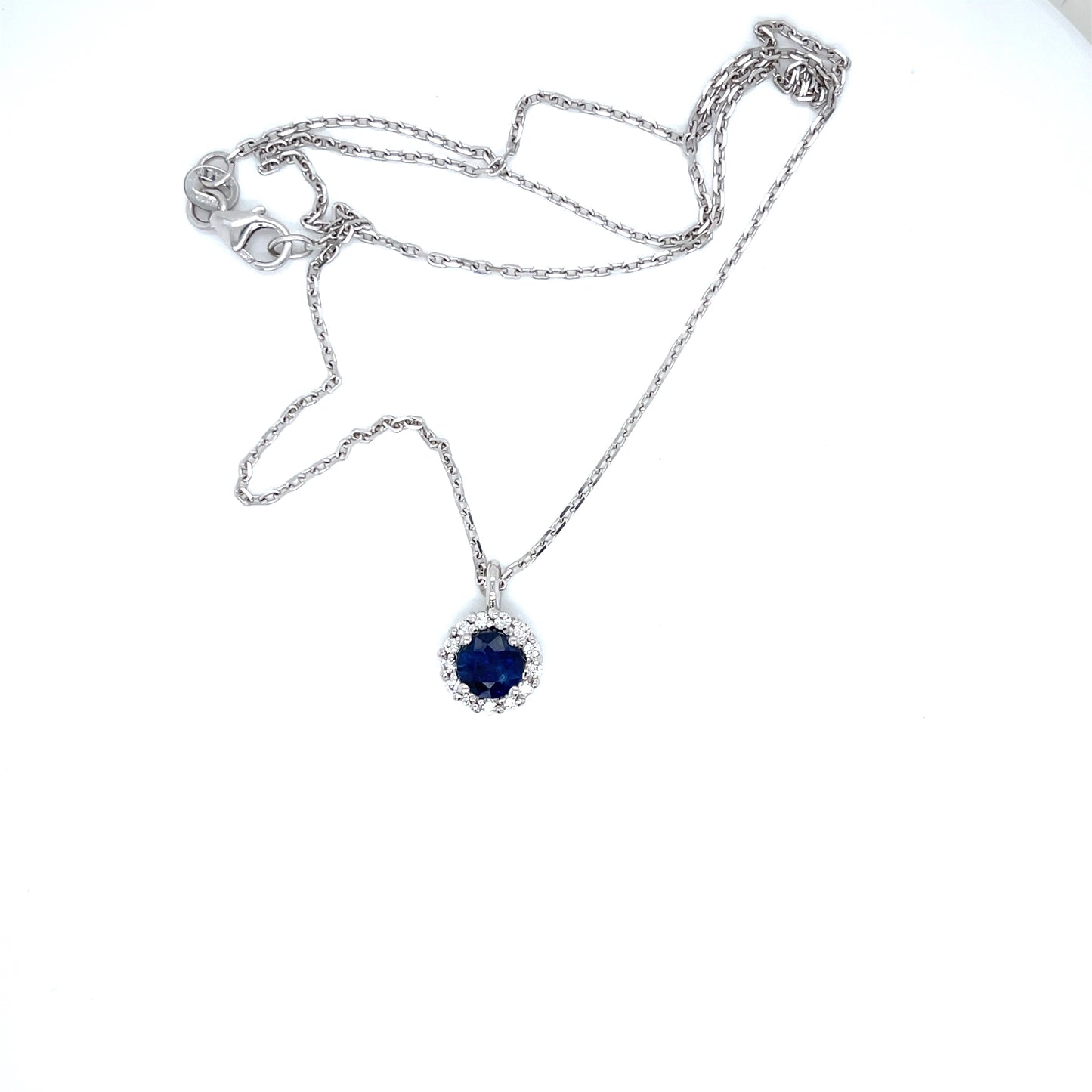 14 kt. White Gold Blue Sapphire Solitaire Necklace - FlawlessCarat