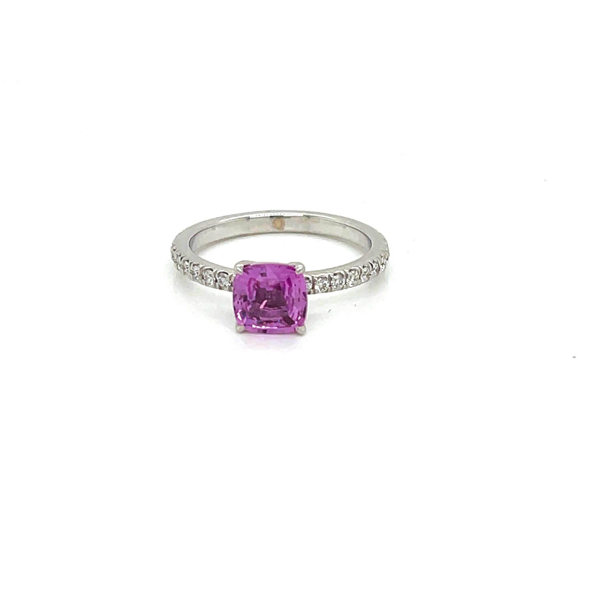 Natural Cushion Pink Sapphire and Diamond Ring - FlawlessCarat