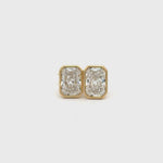4.13 Carat Lab-Grown Radiant Diamond Bezel Studs in 14K Yellow Gold