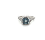 Fancy Dark Blue Lab-Grown Diamond Halo Ring in 14K White Gold