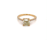 Natural Fancy Yellow Cushion Diamond Engagement Ring in 18K Yellow Gold