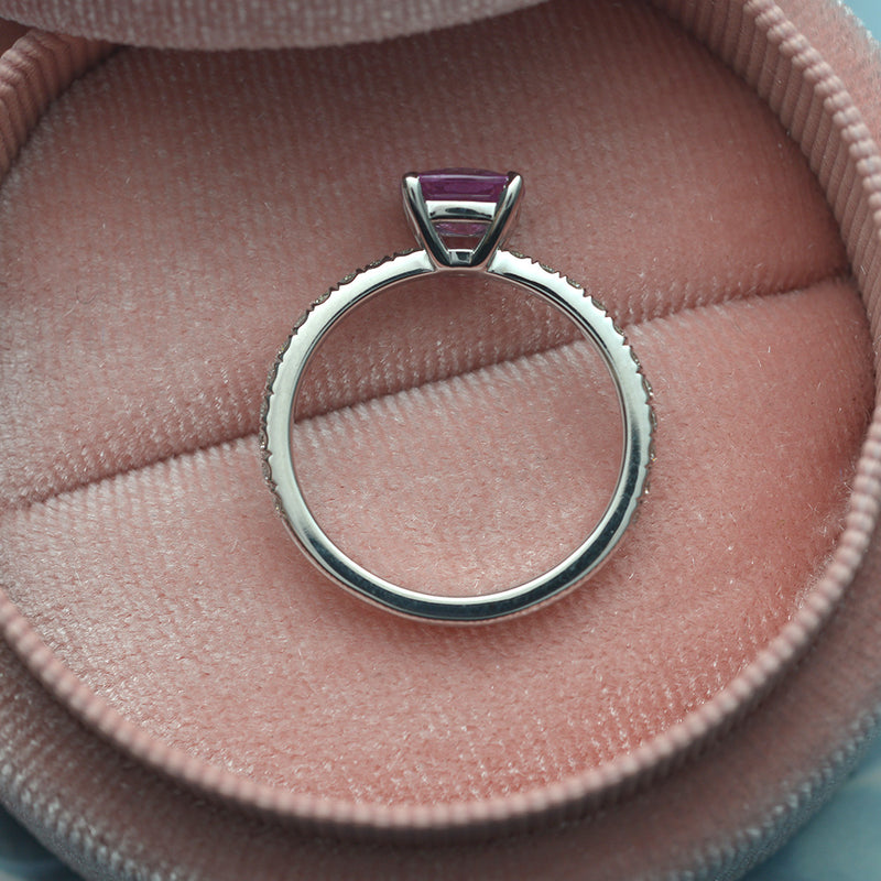 Natural Cushion Pink Sapphire and Diamond Ring - FlawlessCarat