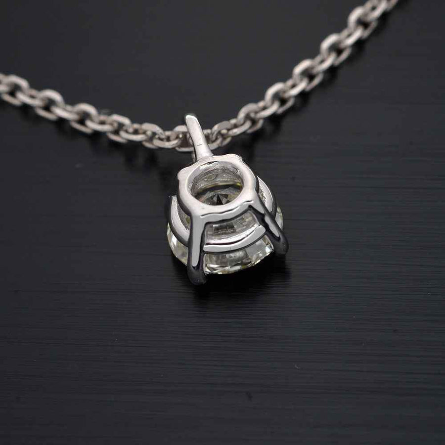 Four-Prong Round Diamond Solitaire Pendant in 14K White Gold