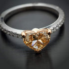 18 Karat Two-Tone Engagement Ring with GIA Certified Natural Fancy Brown-Yellow Heart Shape and Fine White Diamond Accents in the Band - FlawlessCarat