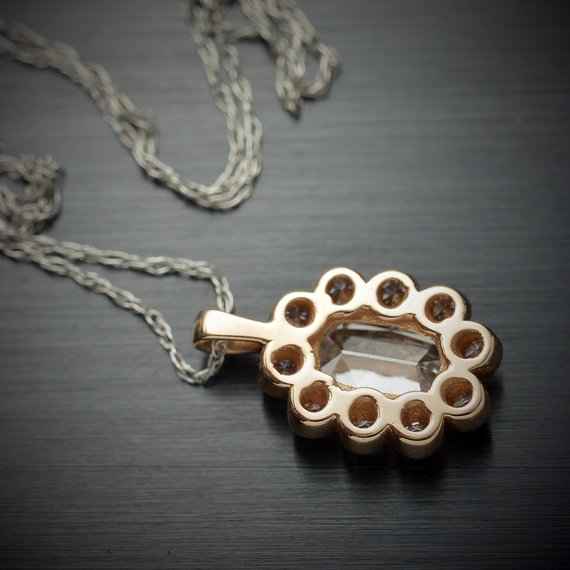 Cushion Diamond and Pink Diamond Halo Pendant in 18K Rose Gold