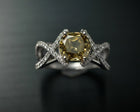 Platinum Engagement Ring or Fashion Ring with Rare GIA Natural Brownish Yellow Center Diamond and White Diamond Accents - FlawlessCarat