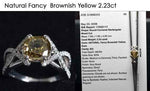 Platinum Engagement Ring or Fashion Ring with Rare GIA Natural Brownish Yellow Center Diamond and White Diamond Accents