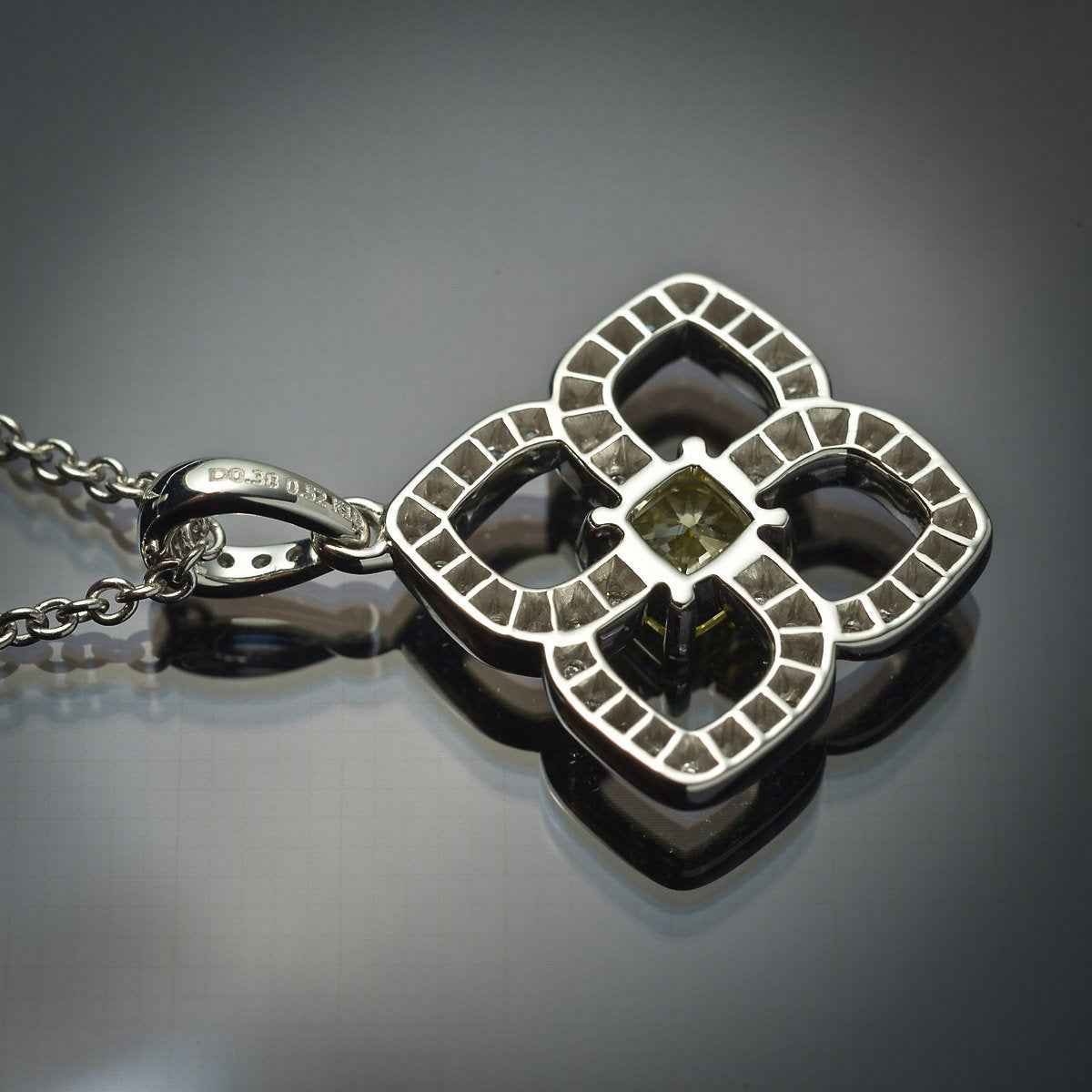 GIA Yellow Cushion Cut Diamond  Pendant in 18K White Gold