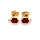 14kt. Yellow Gold Oval Ruby and Diamond Studs - FlawlessCarat