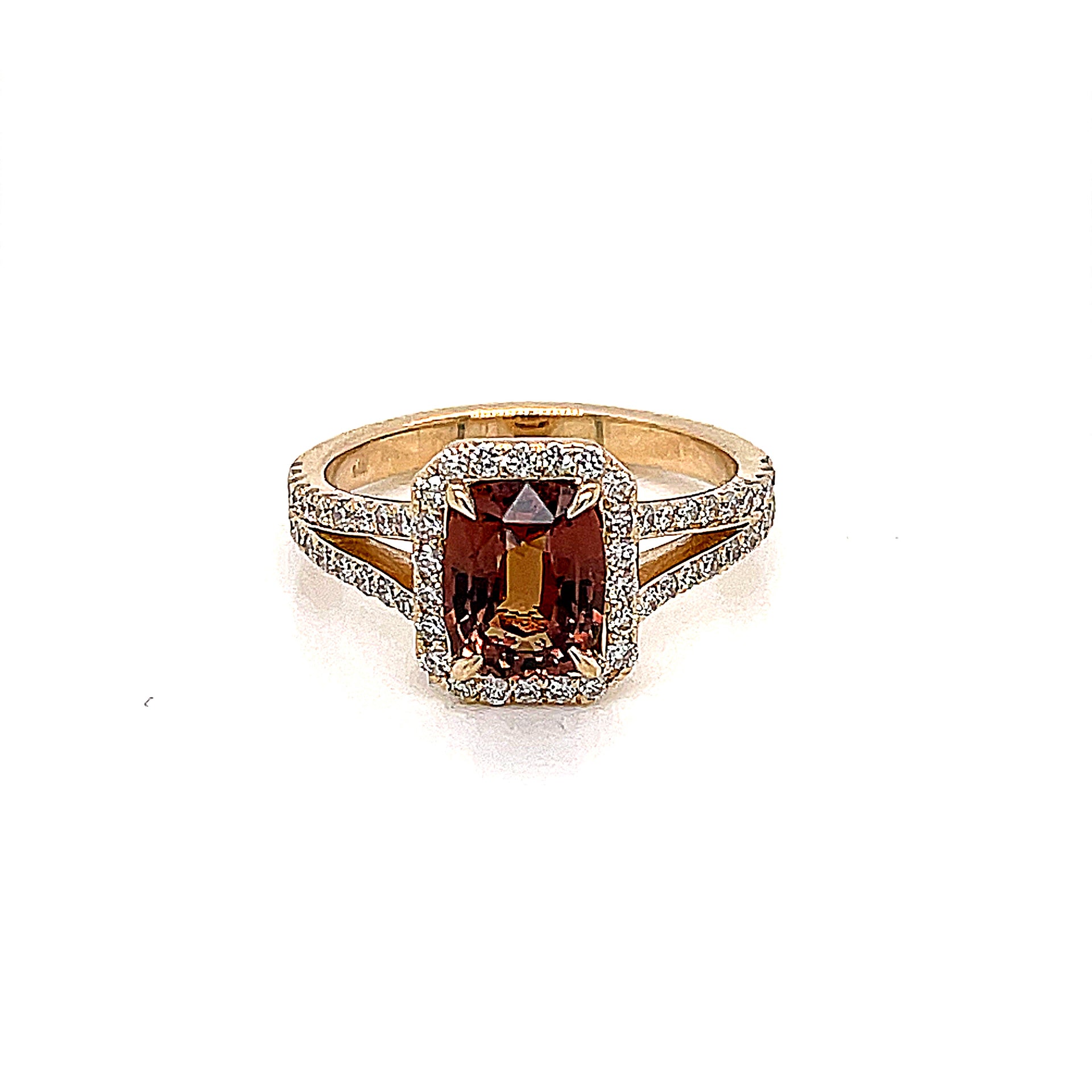 14kt. YG Unique Brown Sapphire and Diamond Ring