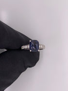 Blue Cushion Spinel in 14kt. White gold with Diamonds - FlawlessCarat