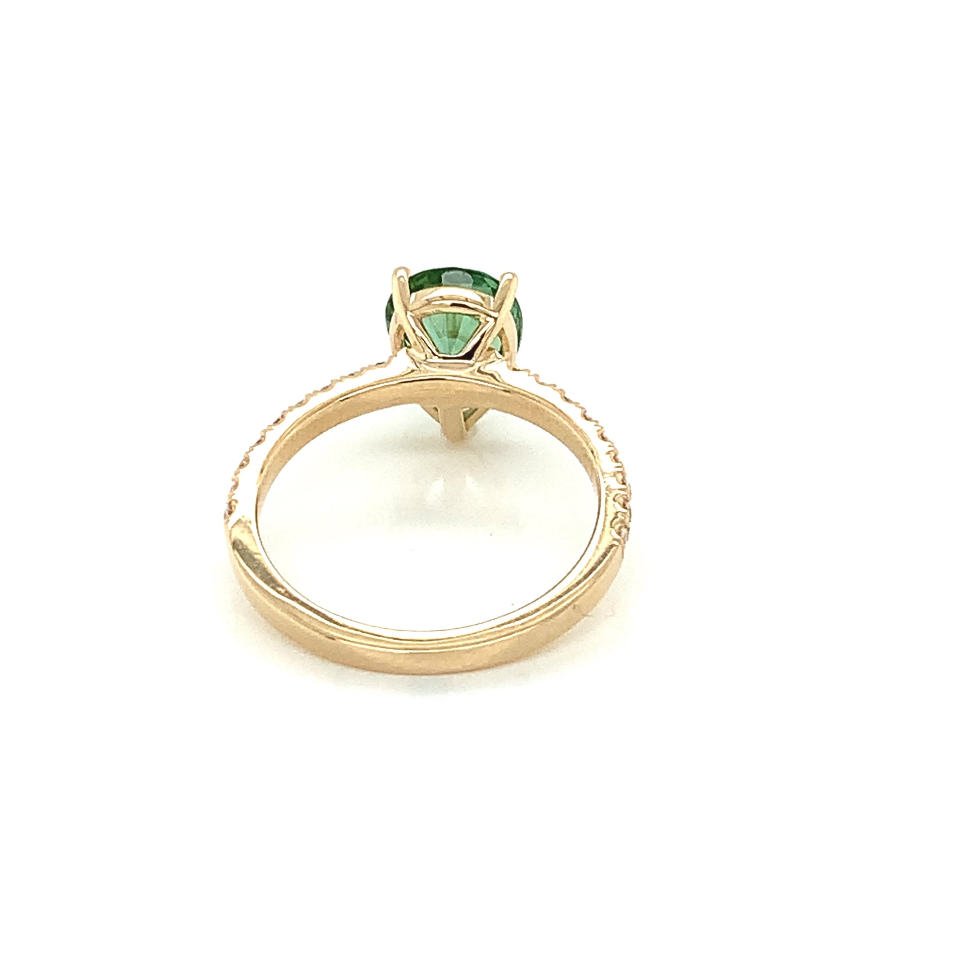 Pear Shape Green Tourmaline and Diamond Ring - FlawlessCarat