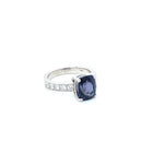 Blue Cushion Spinel in 14kt. White gold with Diamonds - FlawlessCarat