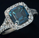 Collectible Lab-Grown Dark Blue Diamond Halo Statement Ring