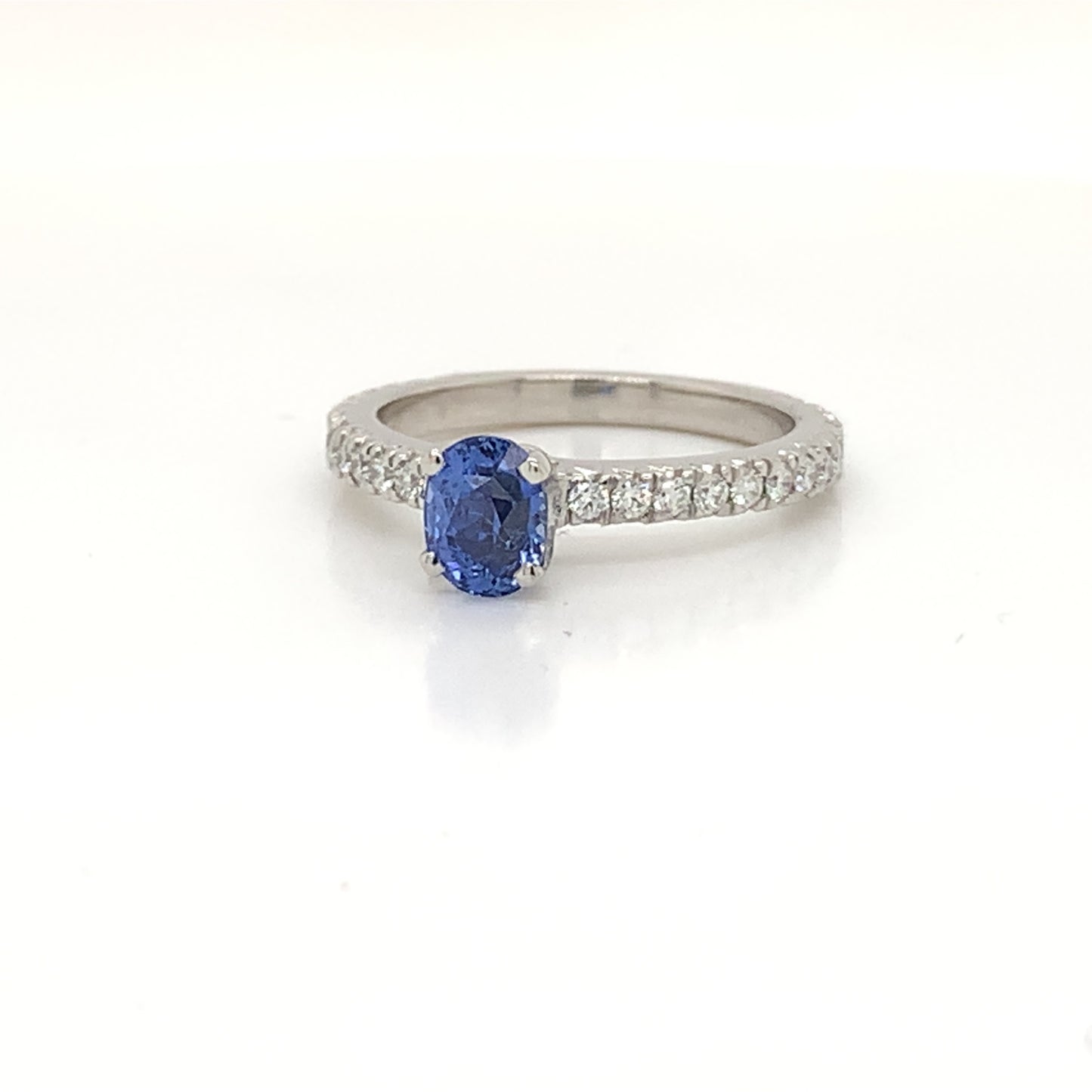 Ceylon Blue Sapphire Oval Cut Diamond Engagement Ring in Platinum - FlawlessCarat