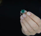 Cushion Emerald and Diamond Platinum Ring - FlawlessCarat