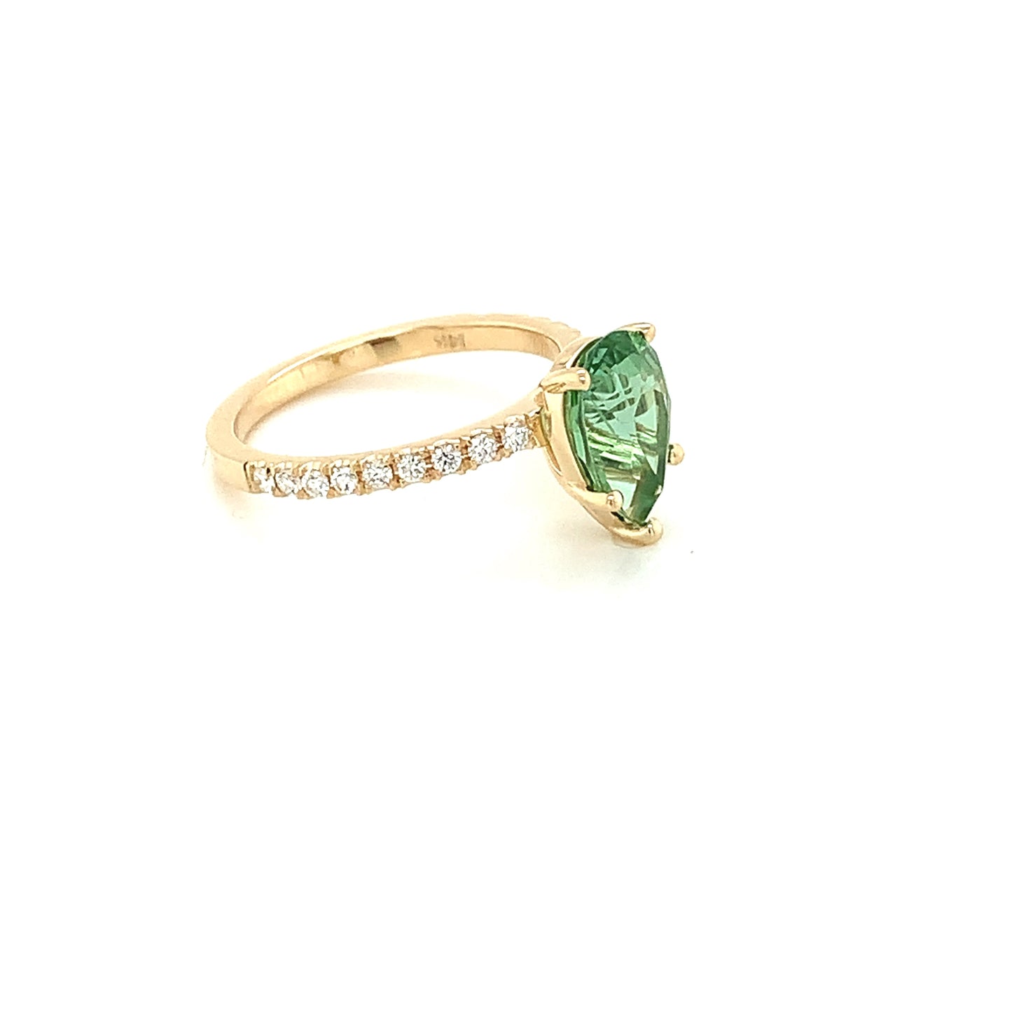 Pear Shape Green Tourmaline and Diamond Ring - FlawlessCarat