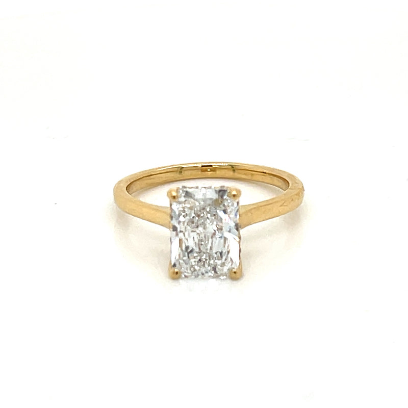 Lab Grown Radiant Cut Set 18kt. YG with Natural Diamond Under Halo - FlawlessCarat