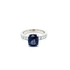 Blue Cushion Spinel in 14kt. White gold with Diamonds - FlawlessCarat