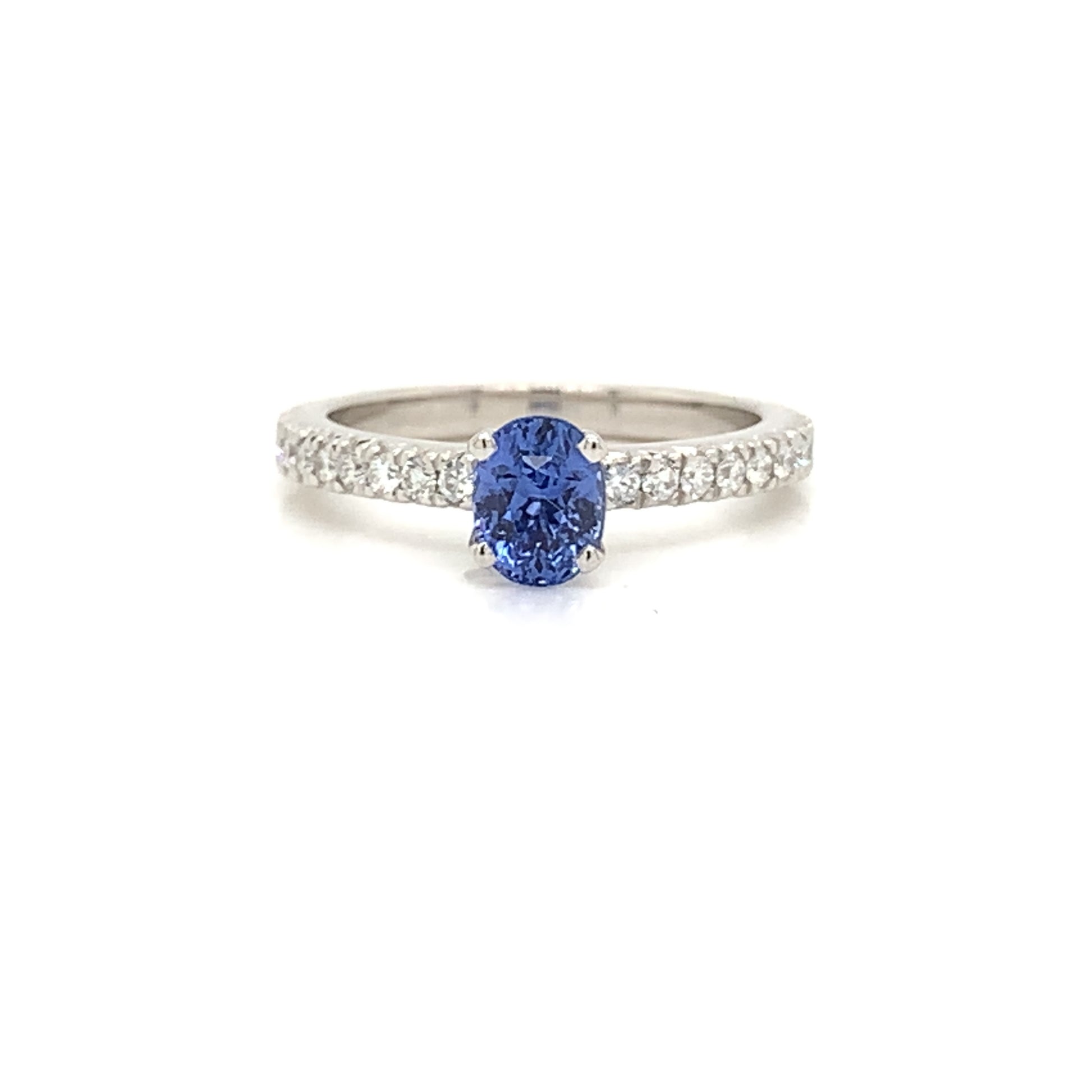 Ceylon Blue Sapphire Oval Cut Diamond Engagement Ring in Platinum - FlawlessCarat